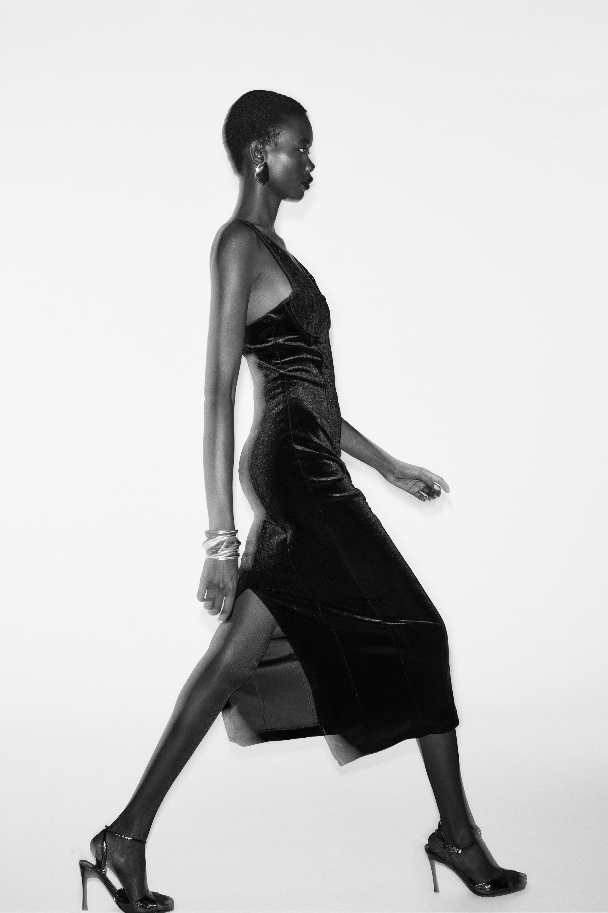 LACE VELVET MIDI DRESS | Zara US