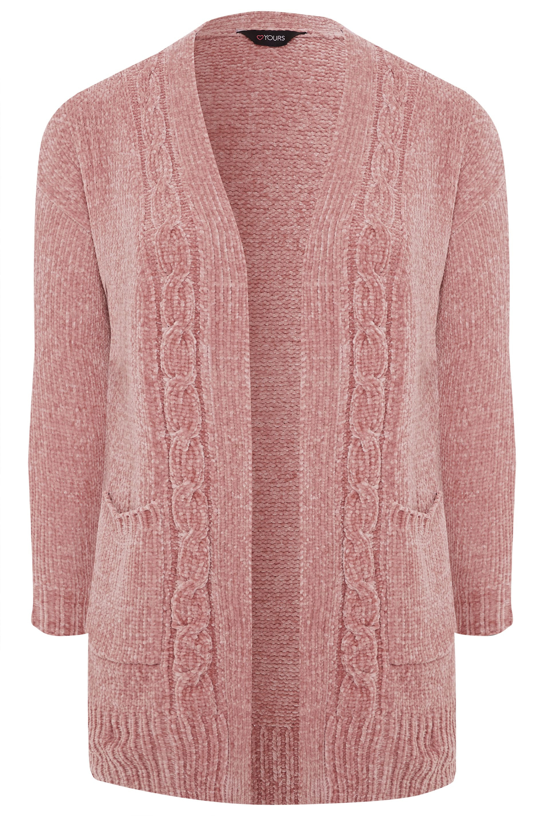Strickjacke aus Chenille - Rosa | Yours Clothing DE & FR