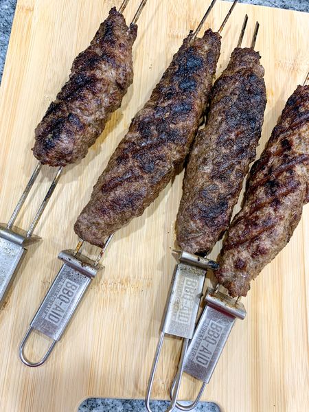 Lamb Skewers on these BBQ Aid Skewers. Perfect for Lamb, Chicken or Shrimp. #Skewers #BBQAidSkewers #Foodie #LambRecipes #Grilling #GrillingSeason #BBQ

#LTKhome