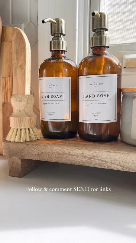 Kitchen sink styling, soap dispensers, wood risers, kitchen decor, modern organic, neutral home decor

#LTKHome #LTKVideo