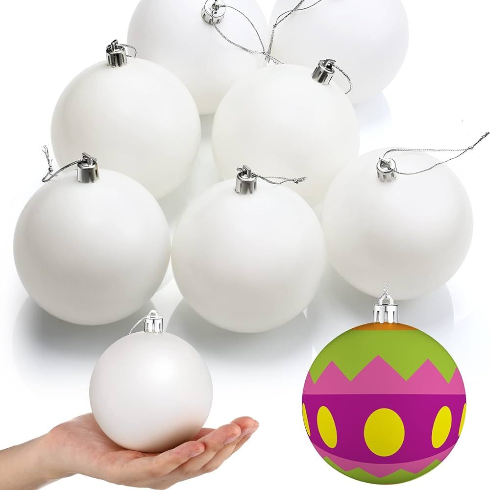 Christmas Large Blank White Ball Ornaments, 3.15 Inch DIY Christmas Balls for Kids White Ball Han... | Amazon (US)