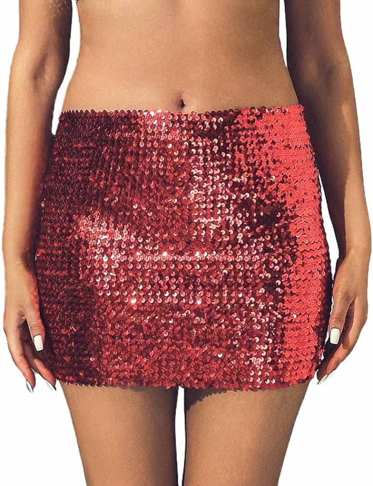 GRAEEN Women's Sequin Skirts Stretchy Bodycon Mini Skirt Sparkle High Waisted Pencil Skirt Night ... | Amazon (US)