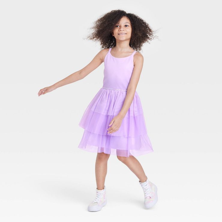 Girls' Tiered Ombre Tulle Dress - Cat & Jack™ Violet | Target