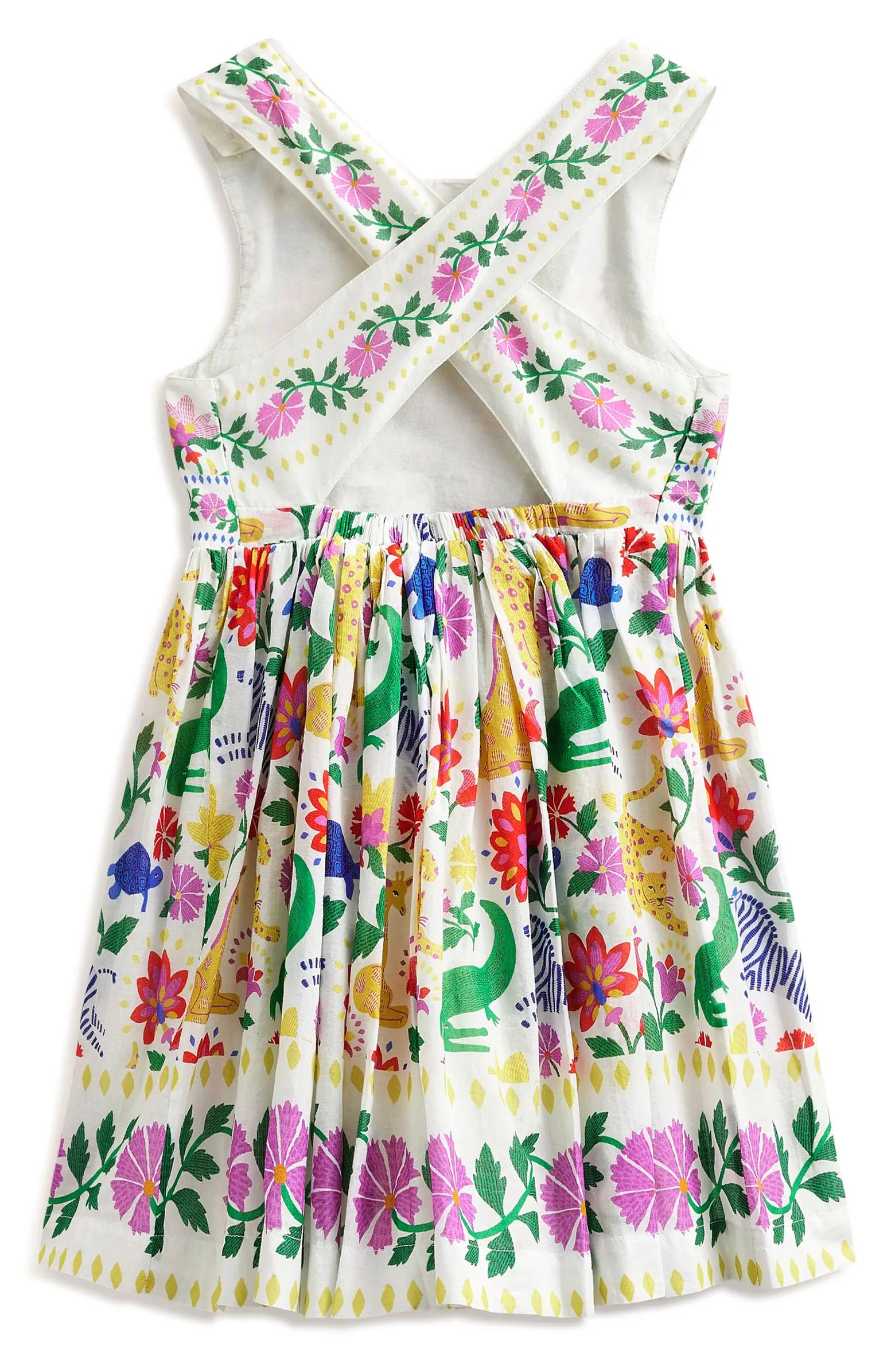 Mini Boden Kids' Safari Floral Print Cotton Cross Back Sundress | Nordstrom | Nordstrom