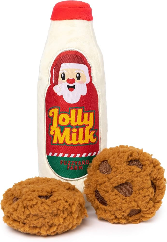 Fuzzyard Santa Jolly Milk & Cookies Dog Toy 3pc Set Christmas Plush w/Squeakers Washable | Amazon (US)