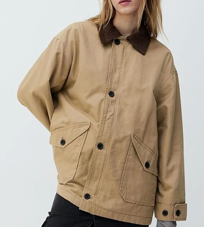 Colorful world Oversized Barn Jackets for Women Button Down Corduroy Lapel Collar Coat Canvas Jac... | Amazon (US)