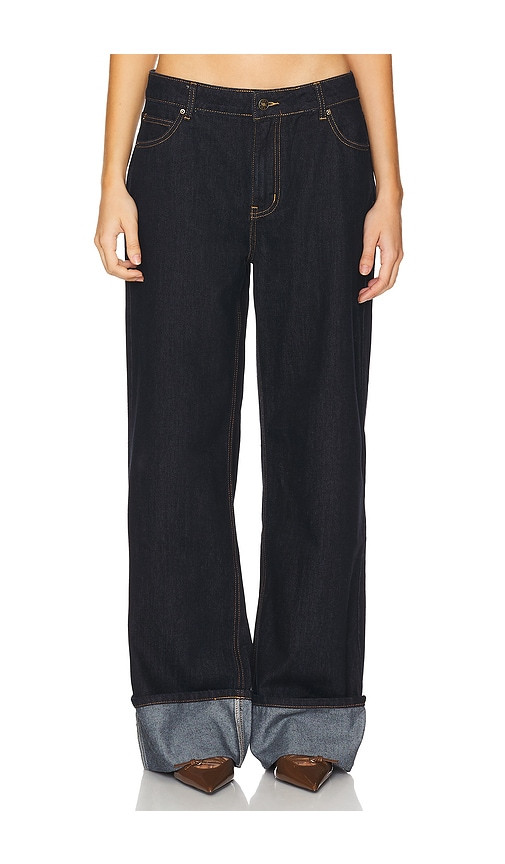 LIONESS Top Model Cuffed Jeans in Denim-Dark. - size XXS | Revolve Clothing (Global)
