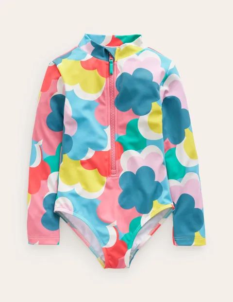 Long-sleeved Swimsuit - Multi Rainbow Clouds | Boden (US)