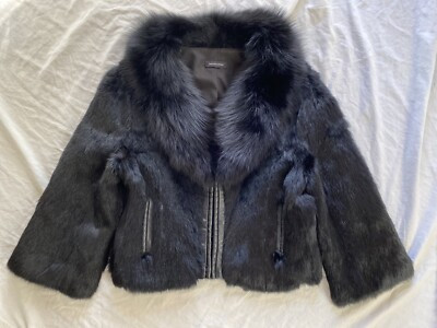 SANTA BABY!!**SAKS FIFTH AVE BLACK RABBIT & FOX FUR COAT**SO AUDREY H  | eBay | eBay US