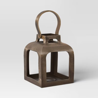 6.5"x6" Pillar Cast Aluminum Lantern Candle Holder Gold - Threshold™ | Target