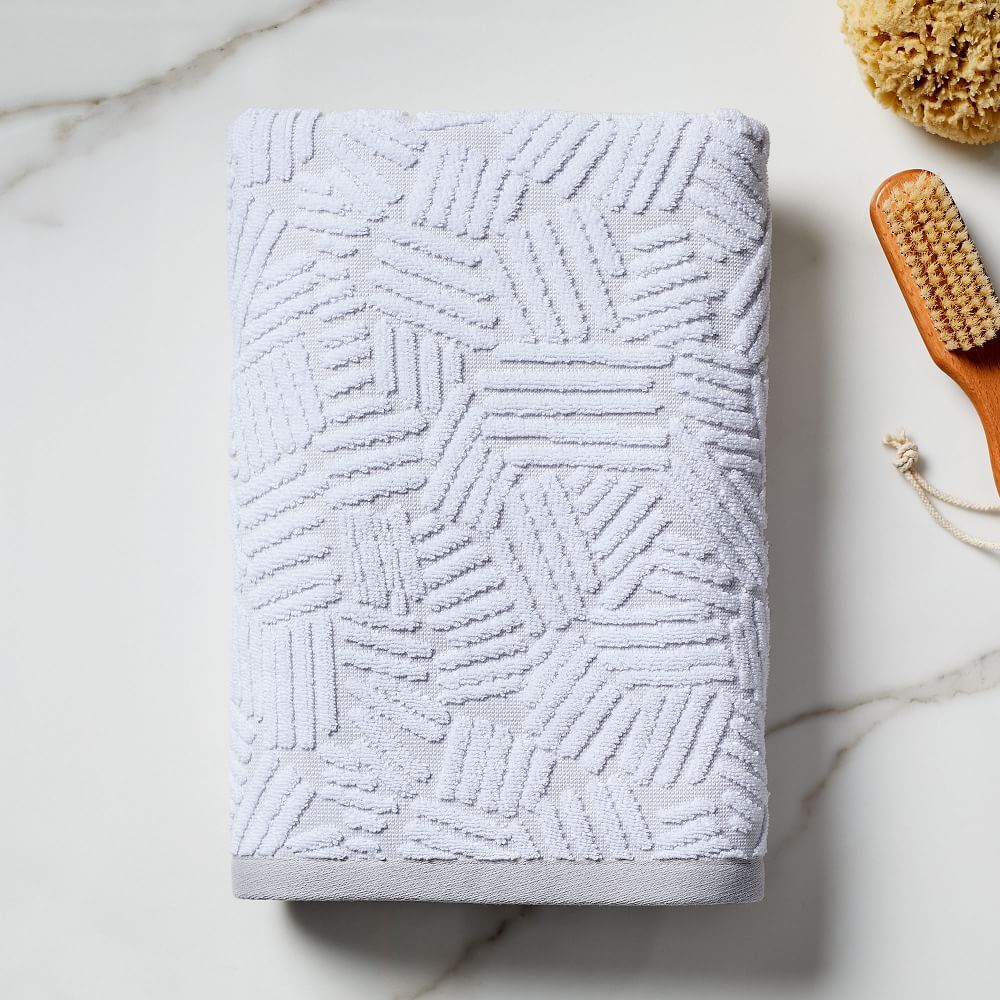 Organic Dashed Lines Sculpted Towels | West Elm (US)