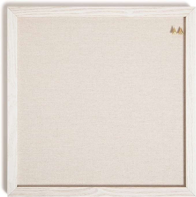 U Brands Rustic Linen Bulletin Board, 14"x14", White Wood Style Frame, Industrial Grade Pinning S... | Amazon (US)