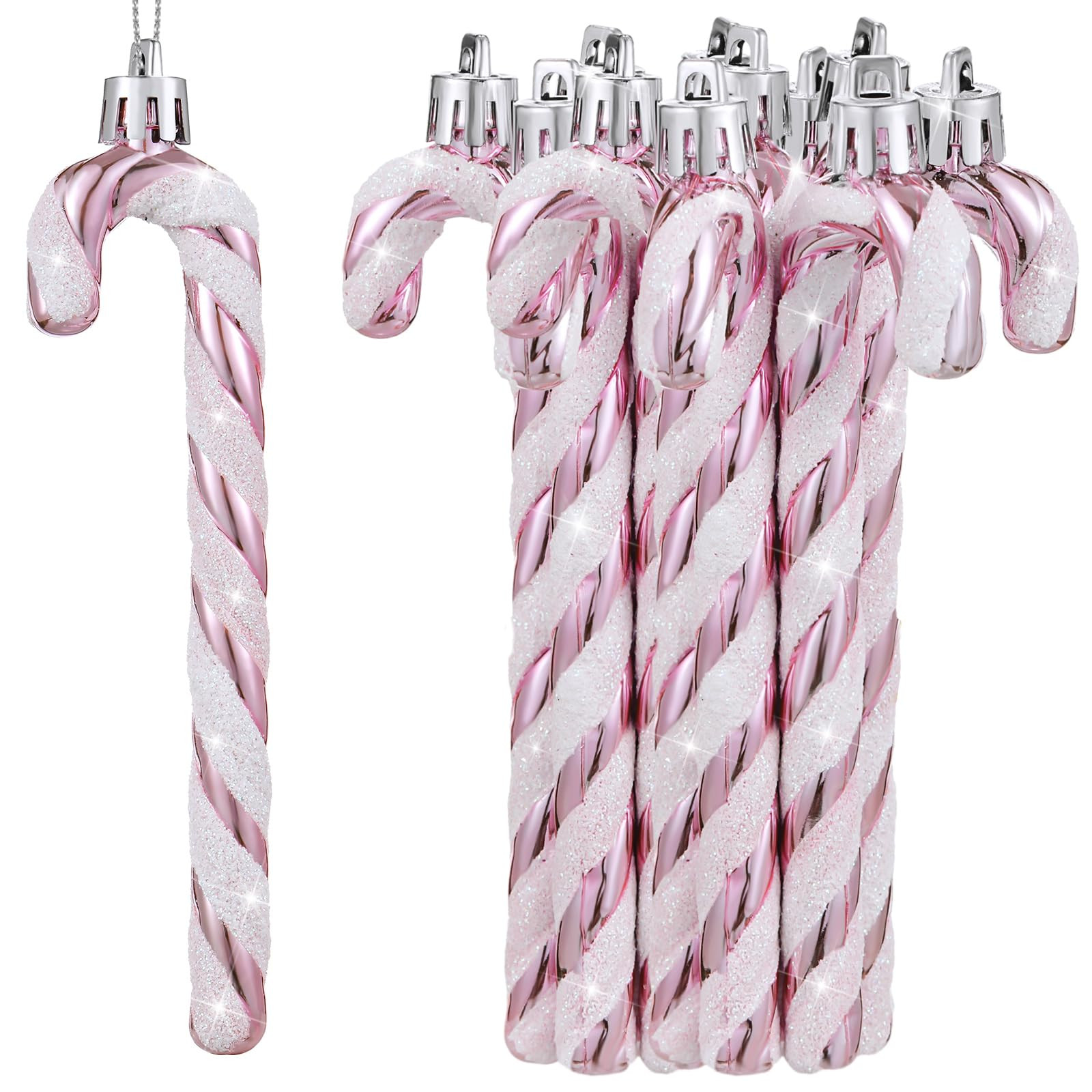Sotiff Christmas Candy Canes Ornaments Plastic Glitter Candy Cane Christmas Tree Hanging Decorati... | Amazon (US)