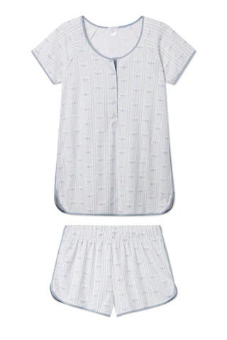 Pima Maternity Shorts Set in Dusty Blue Antoinette | Lake Pajamas