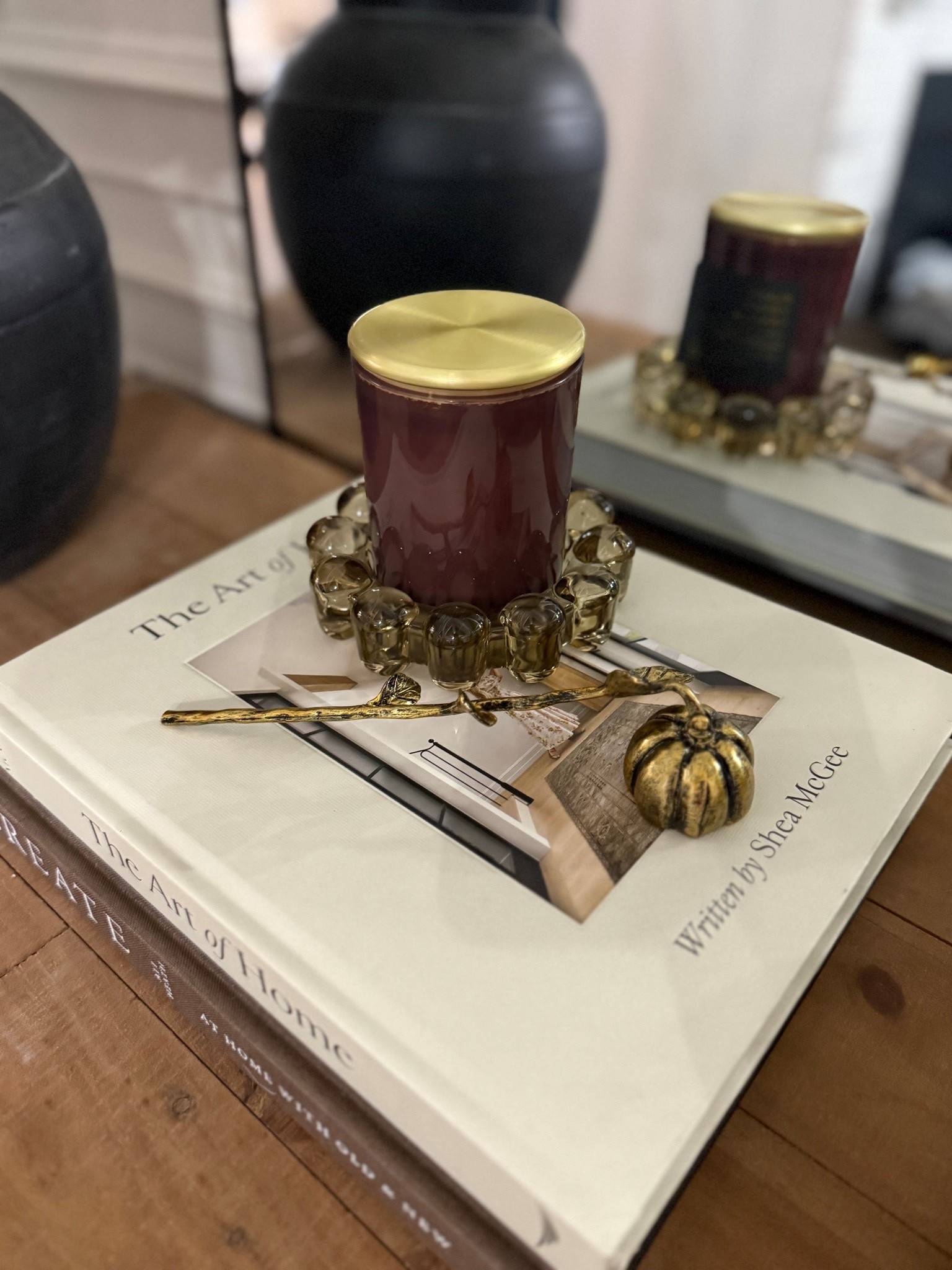 Brass pumpkin snuffer
Gold holiday snuffer
Beaded glass amber tray
Bubble candle holder 
Fall console styling 

#LTKSeasonal #LTKSaleAlert #LTKHome