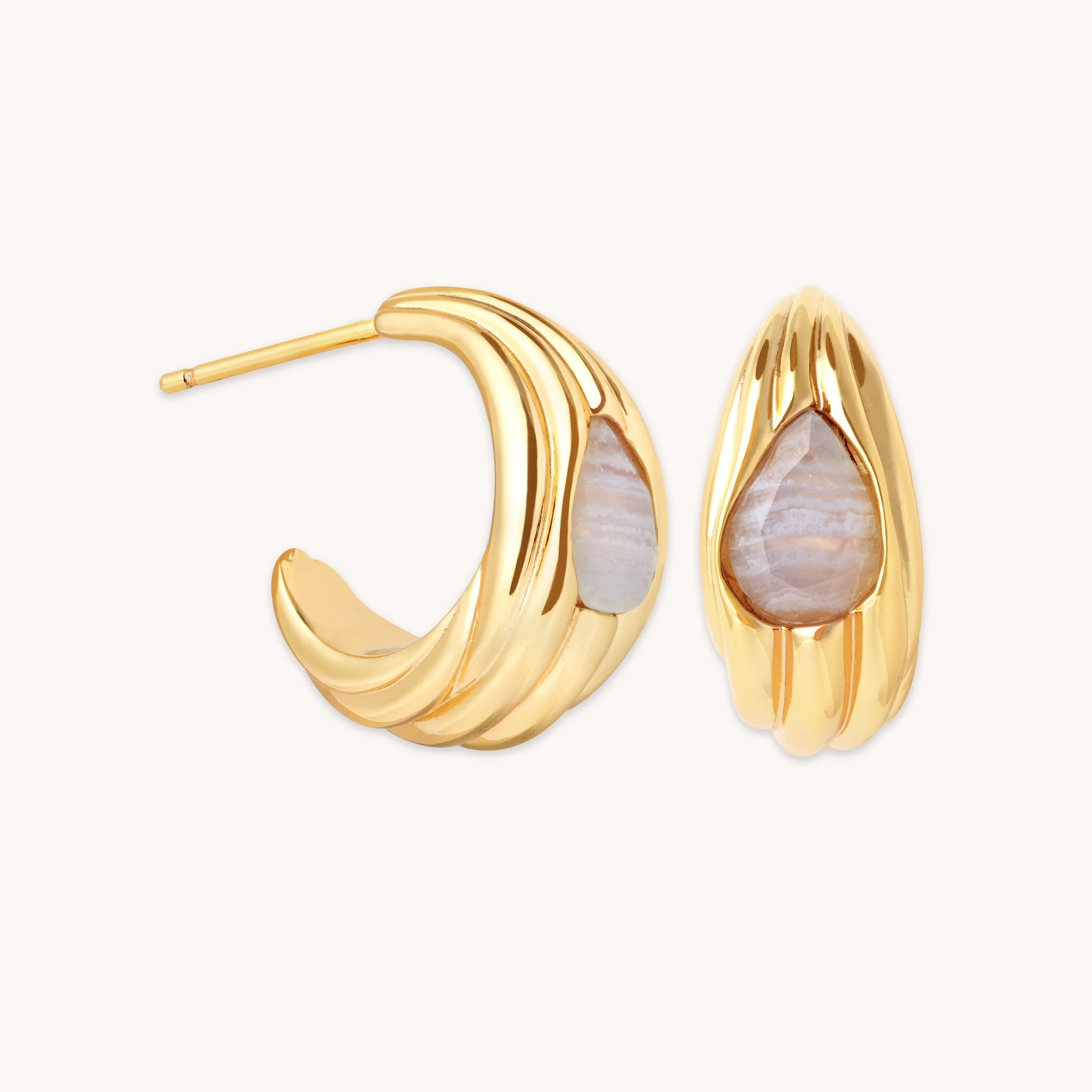 Agate Wave Gold Hoops | Astrid & Miyu Earrings | Astrid and Miyu