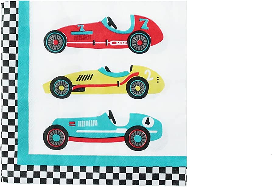 Vintage Race Car Napkins, 24 ct | Kids Race Car Themed Party Tableware | Amazon (US)
