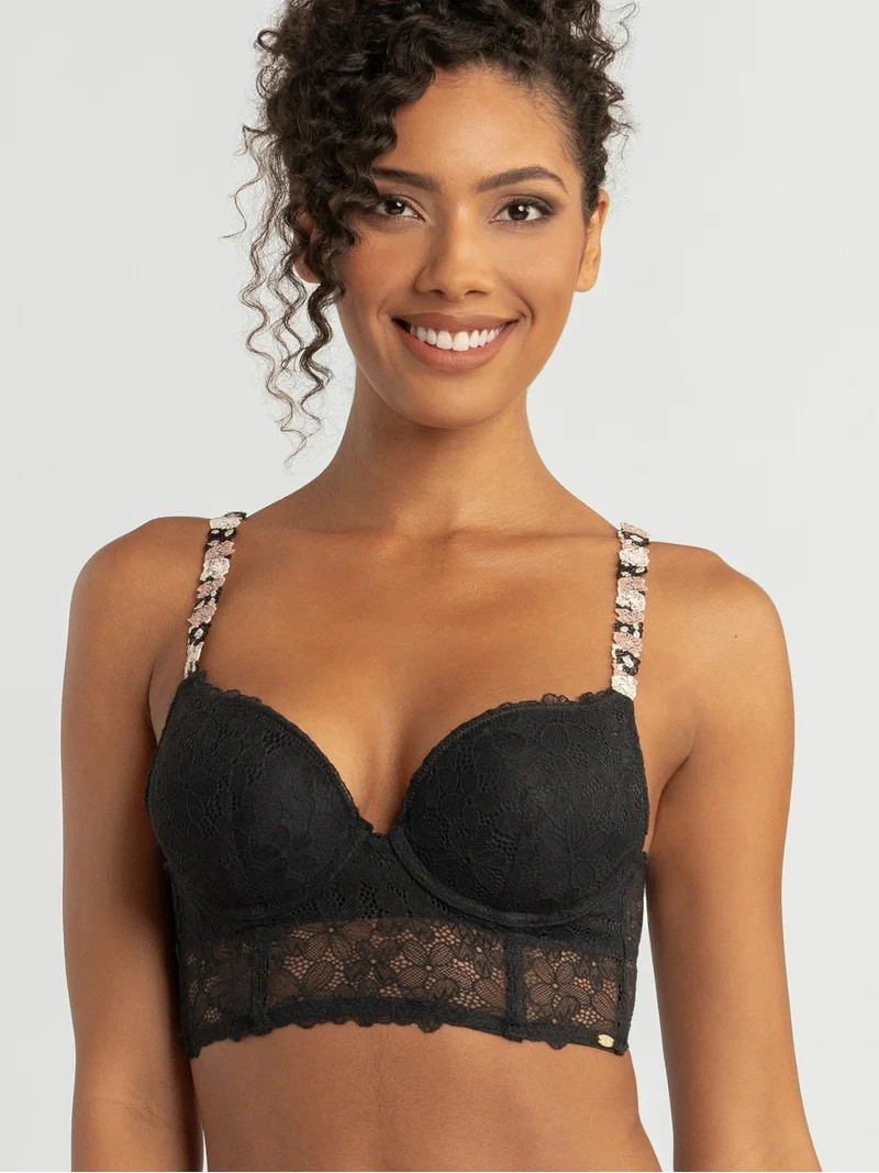 Jessica Simpson Women's Embroidery Longline Bra, Size 34B-40DD | Walmart (US)