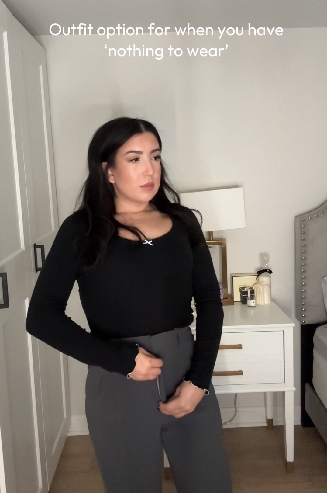 Outfit inspo when you have ‘nothing to wear’
Pants - tts coal grey 
Top - tts 
Belt - tts 
Shoes - if you’re a half size, go up to the next full size 

#LTKworkwear #LTKstyletip #LTKwinter