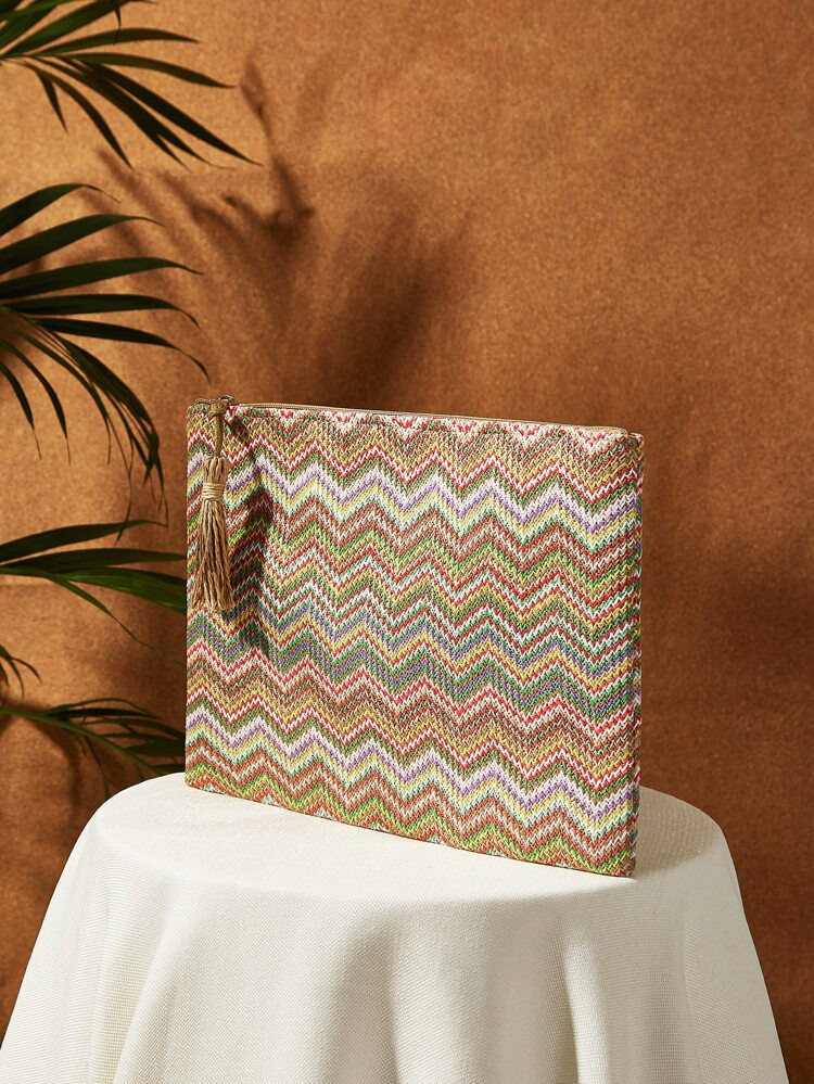 Tassel Decor Chevron Clutch Bag | SHEIN