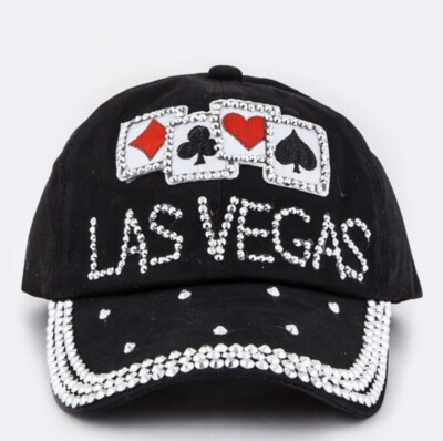 Las Vegas Bling Rhinestone Script Baseball Hat adjustable cap strap back. | eBay US