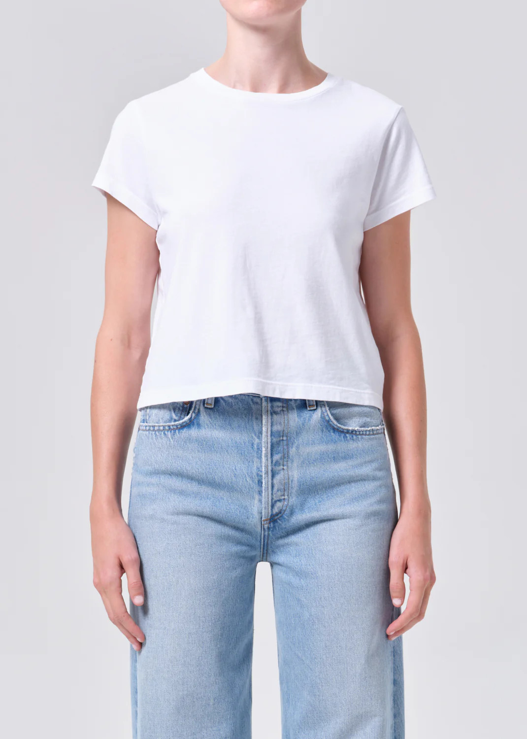 Adine Shrunken Tee in White | AGOLDE