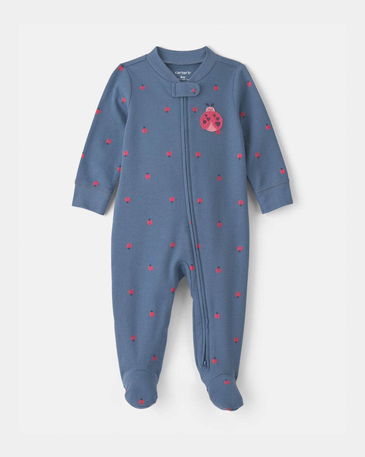Baby Girl Ladybug 100% Cotton 2-Way Zip Sleep & Play Pajamas - Blue | Carter's | Carter's Inc
