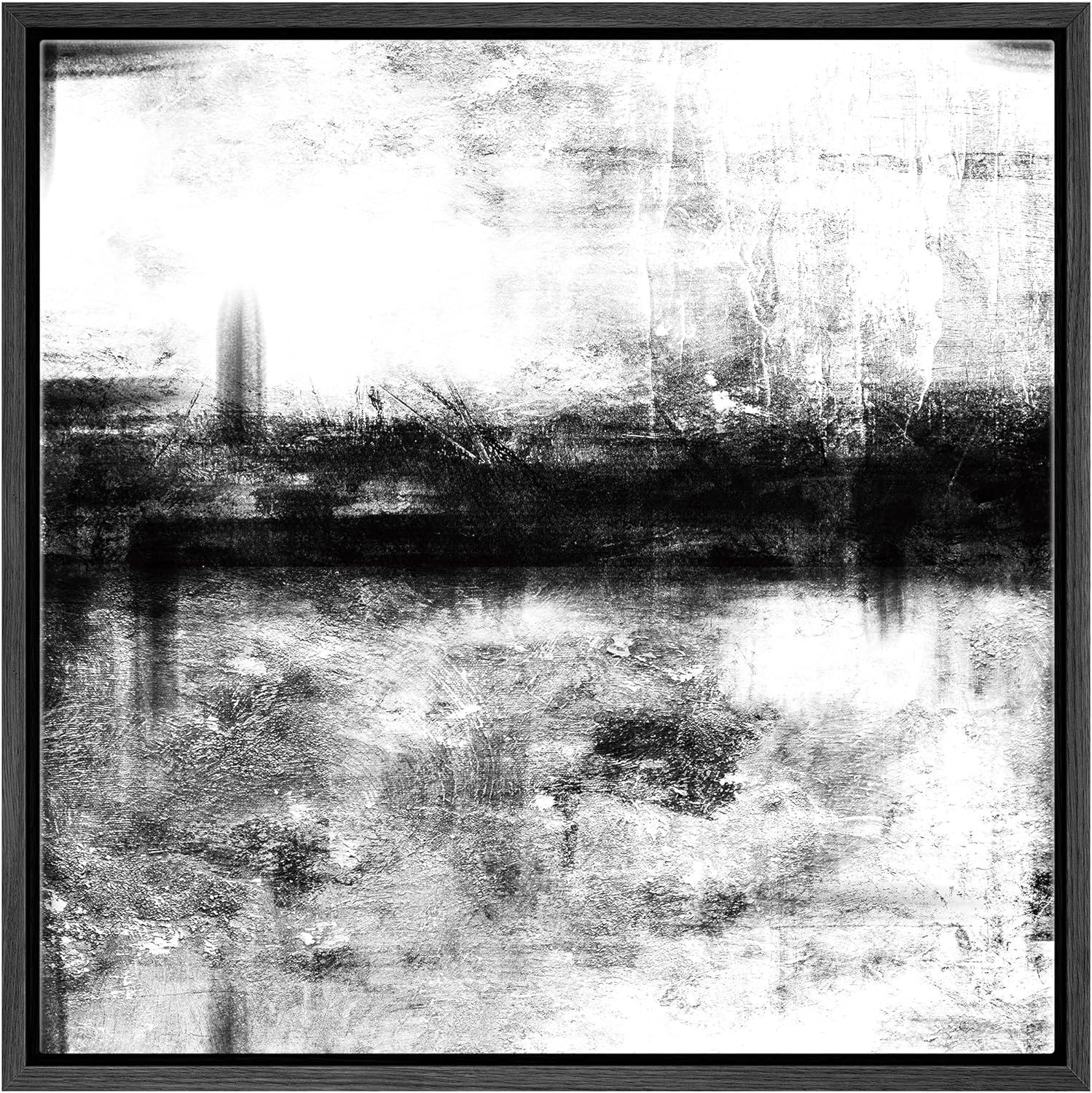 SIGNWIN Framed Canvas Print Wall Art Black & White Grunge Style Color Field Abstract Shapes Illus... | Amazon (US)