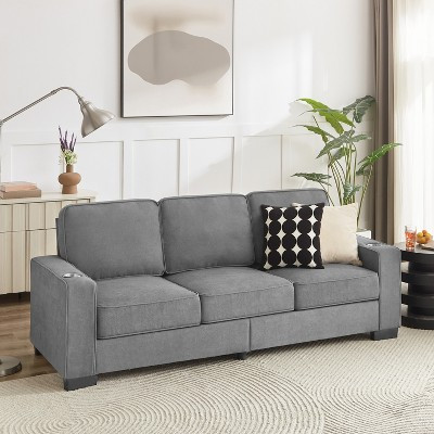 KWPZQEB Couches for Living Room, 83'' Cloud Couch in Soft Fabric, High Density Sponges Sofa Couch with Cup Holders, Modern Sofa for Living Room, Gray | Target