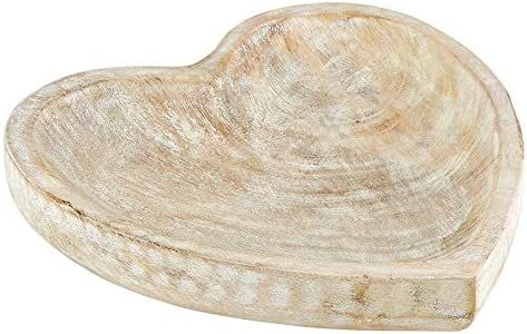 47th & Main Carved Heart-Shaped Wooden Bowl, Large, White | Amazon (US)
