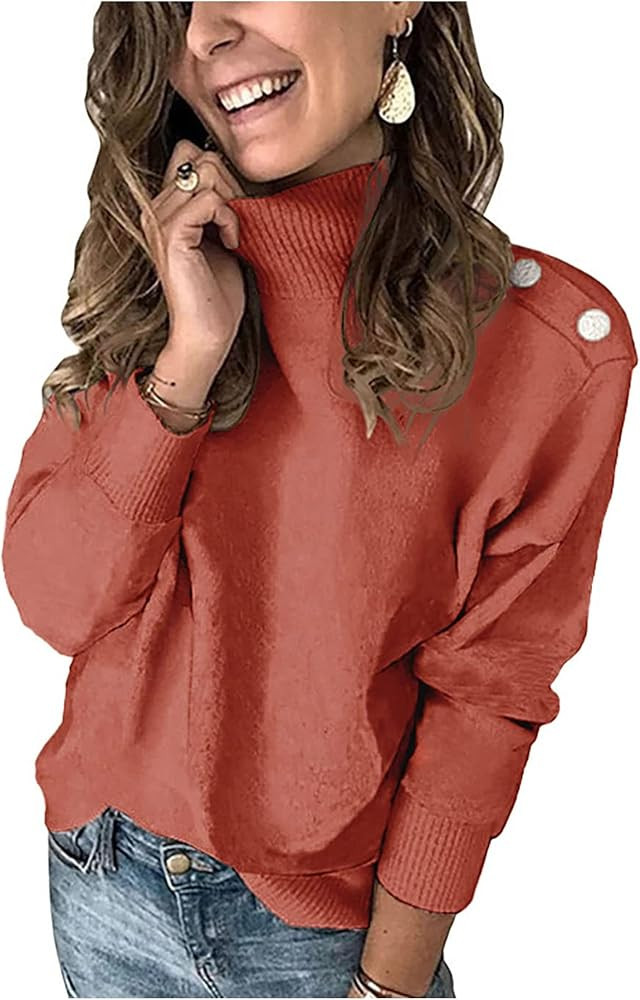 KIRUNDO Women's 2023 Fall Winter Long Sleeve Knit Sweater Turtleneck Striped Loose Pullover Tops ... | Amazon (US)