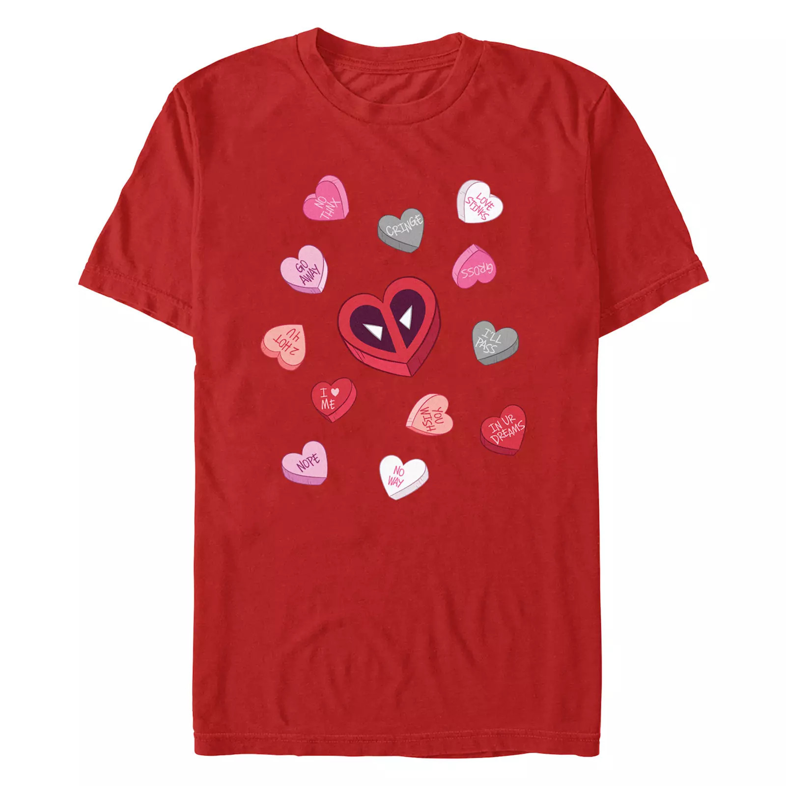 Men's Marvel Deadpool Valentine's Day Candy Hearts Graphic Tee, Size: XS, Red | Kohl's