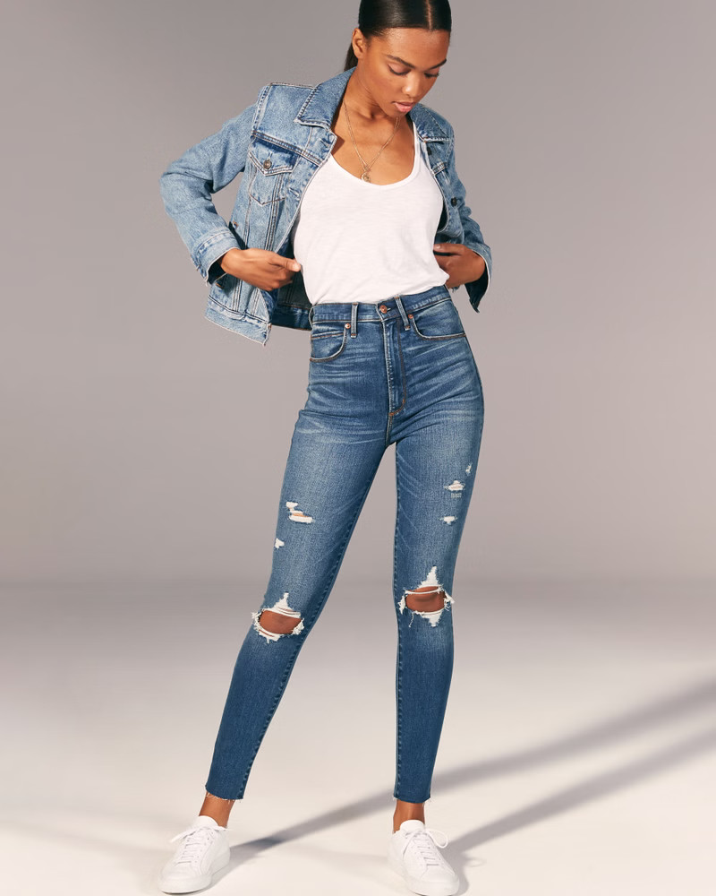 Ripped Ultra High Rise Super Skinny Jeans | Abercrombie & Fitch (US)