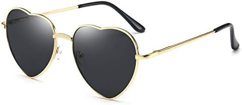 Dollger Heart Sunglasses for Women Polarized Style Mirror Lens Metal Gold Frame | Amazon (US)
