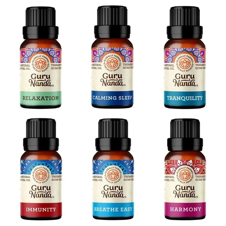 Guru Nanda Set of 6 Therapeutic Grade Essential Oil Blends 100 Pure Natural Aromatherapy Blends f... | Walmart (US)