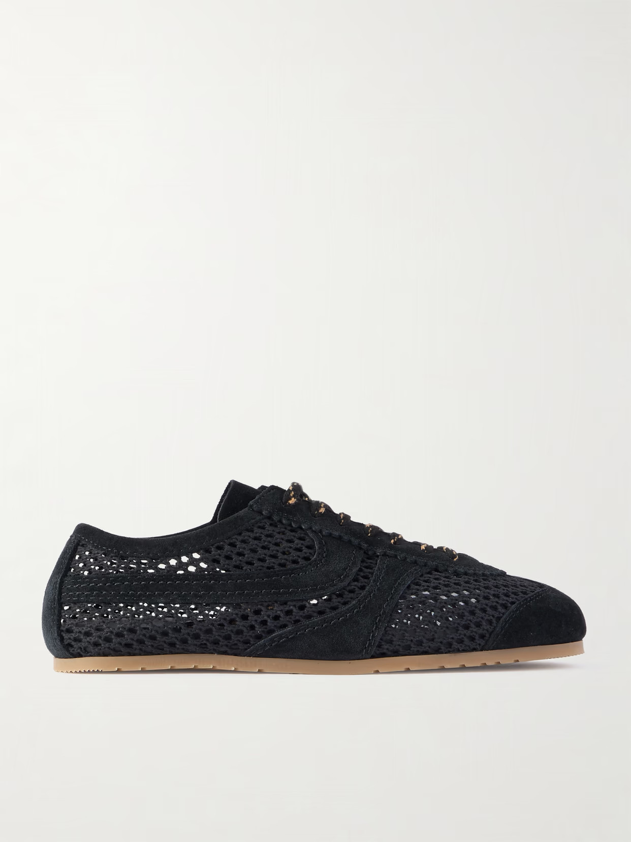 Dries Van Noten - Suede-trimmed Crochet Sneakers - Black | NET-A-PORTER (US)
