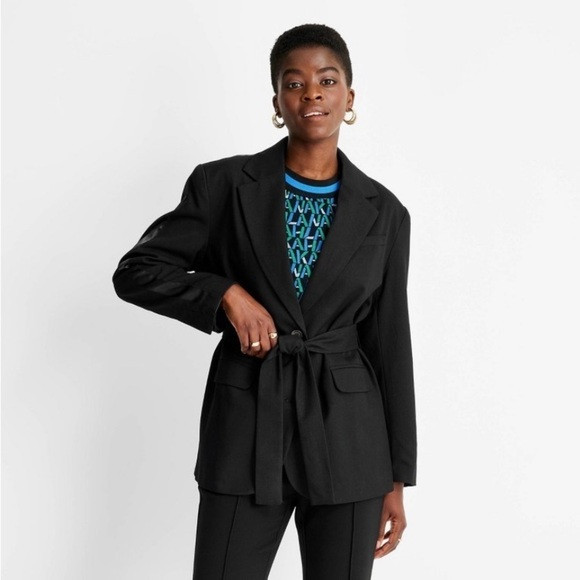 Women's Tie-Front Blazer Future Collective Kahlana Barfield Brown Black | Poshmark