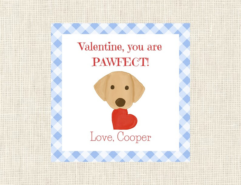 Printed Valentine Puppy Tags or Stickers Set of 25/ - Etsy | Etsy (US)