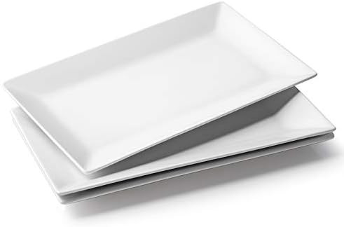 DOWAN 14" Serving Platter, Large Rectangle Serving Plates, White Rectangular Platter Oven Safe, S... | Amazon (US)