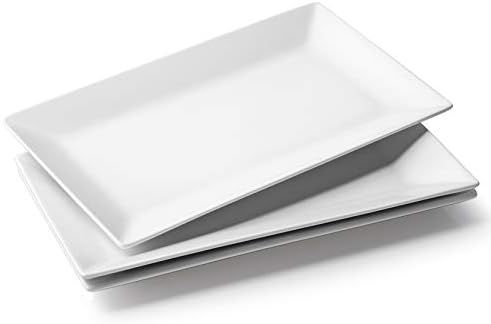 DOWAN 14" Serving Platter, Large Rectangle Serving Plates, White Rectangular Platter Oven Safe, S... | Amazon (US)