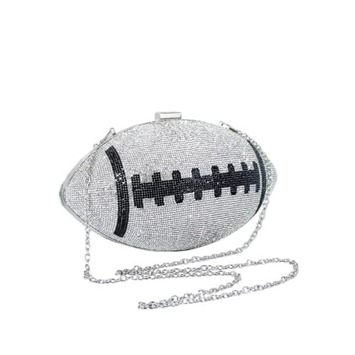 XEXZY Football purse for Women – Sparkly football purses for women, Chic rhinestone purse, Glitter bling purse Bag (Silver) | Amazon (US)