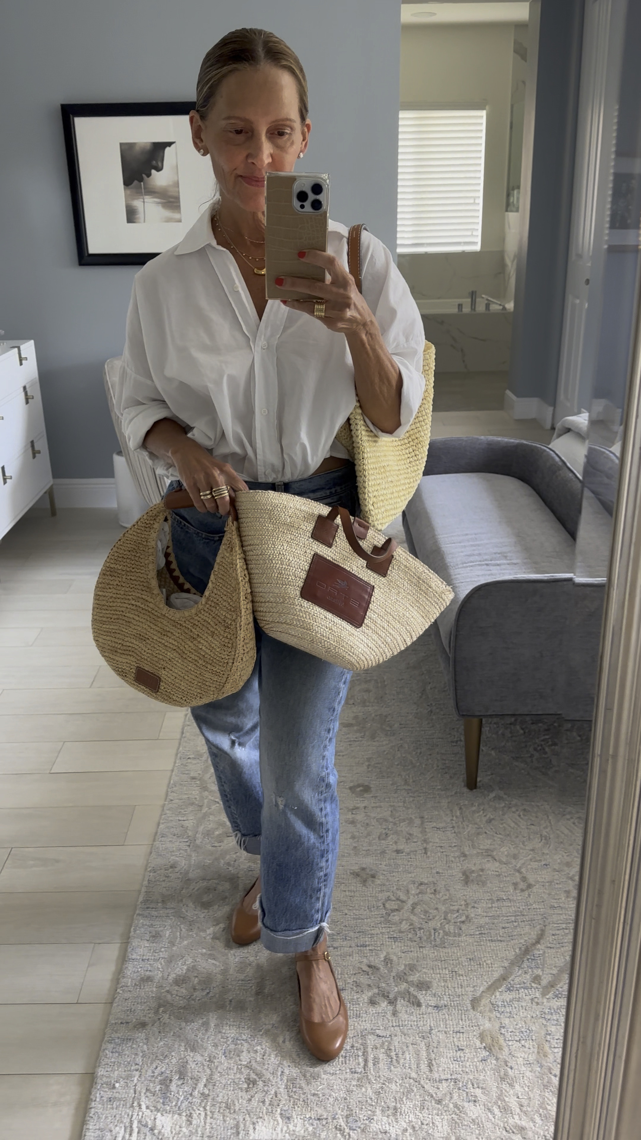 Don’t ruin your cute summer dresses and skirts with big, heavy, dark, leather bags. A Spring/Summer bag is an essential! 

I would always opt for 2, an everyday like a crossbody for easy walking and traveling and then a smaller nighttime option. Look for neutrals, tan, white, black, but choose a color/s that works with your lighter weight summer wardrobe. Also addd these cute spring shoes to my rotation!! 
 
I promise, you will complete your outfit by having at least one of these bags in your rotation.

#LTKVideo #LTKU #LTKover40