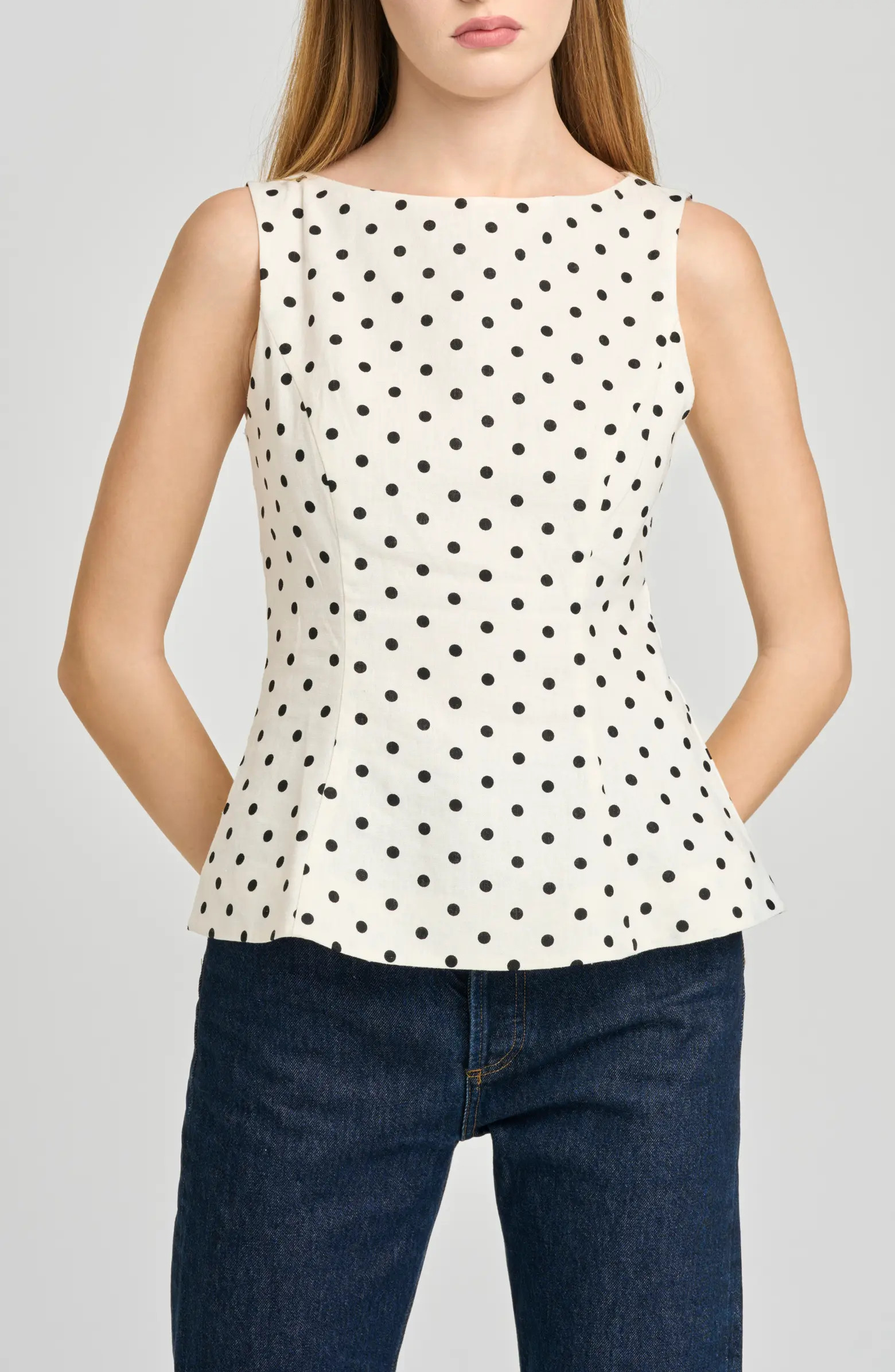 Arielle Polka Dot Boat Neck Top | Nordstrom