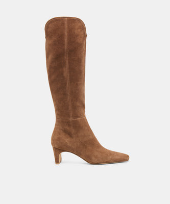Brion Narrow Calf Boots in Cocoa Suede Size 6.5NC By Dolce Vita | DolceVita.com