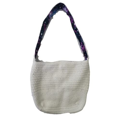Crossbody Crochet Bag Purse, large crossbody crochet bag with metal snaps, crochet summer bag (Wh... | Amazon (US)