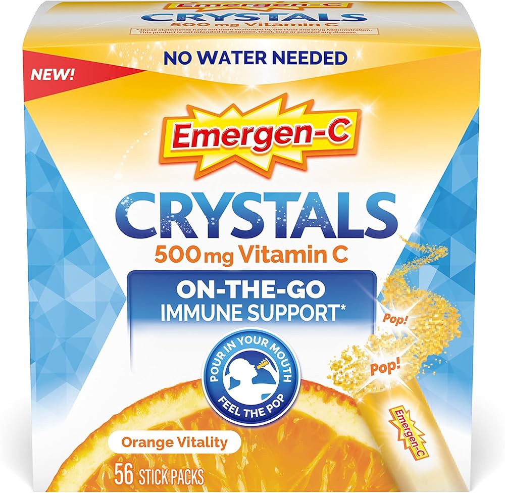 Emergen-C Crystals, On-the-Go Emergen-C Immune Support Supplement with Vitamin C, B Vitamins, Zin... | Amazon (US)