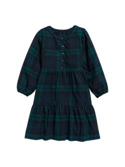 Long-Sleeve Button-Front Plaid Swing Dress for Girls | Old Navy (US)