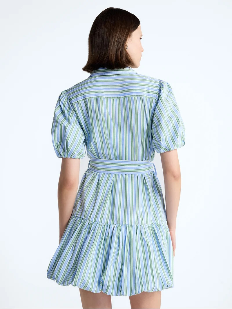 Free Assembly Women's and Women's Plus Cotton Mini Dress with Puff Sleeves, Sizes XS-4X | Walmart (US)