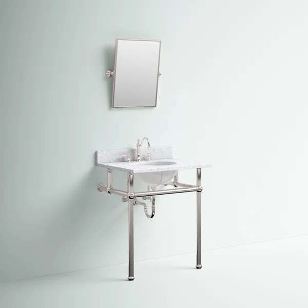 Copeland 30'' Single Bathroom Vanity with Carrara Marble Top with Mirror | Wayfair North America
