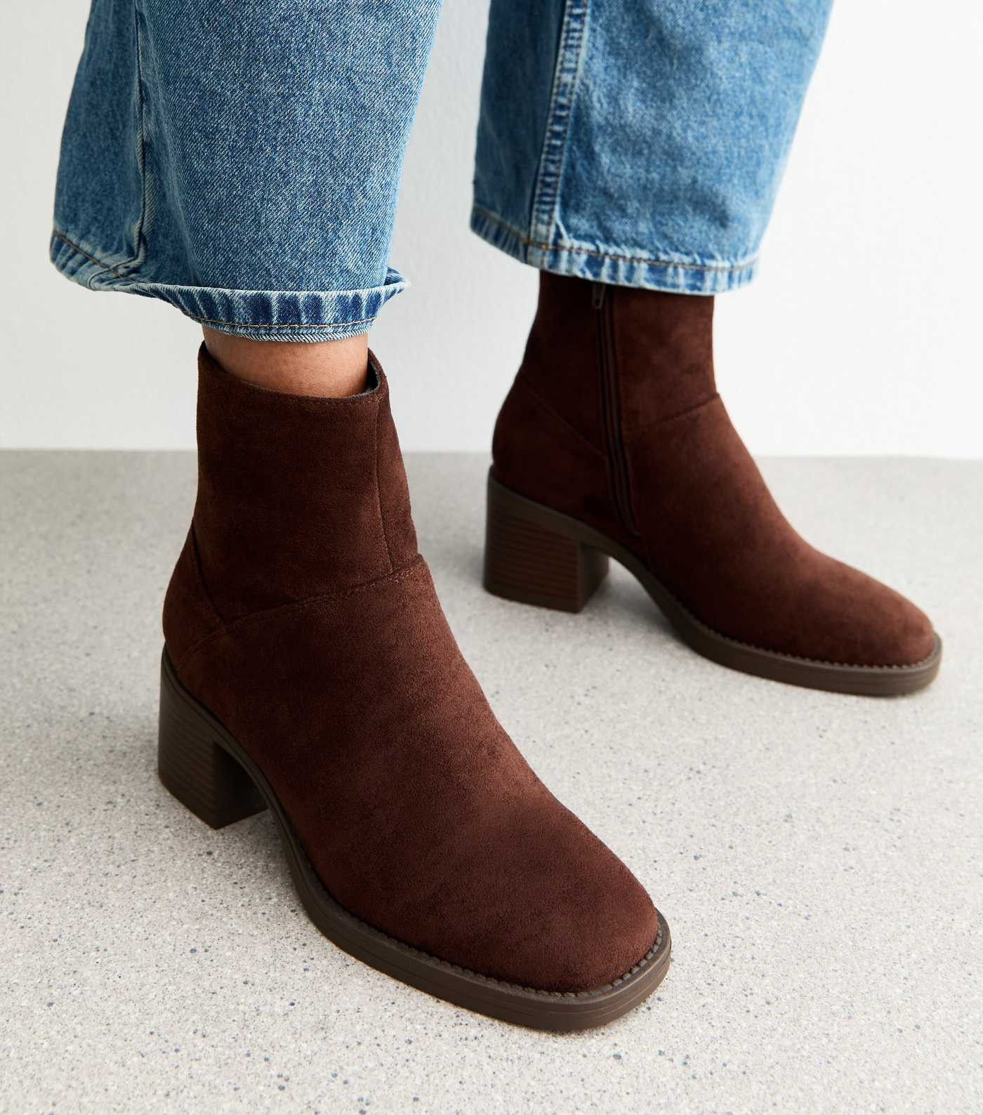 Brown Faux Suede Heeled Ankle Boots | New Look | New Look (UK)
